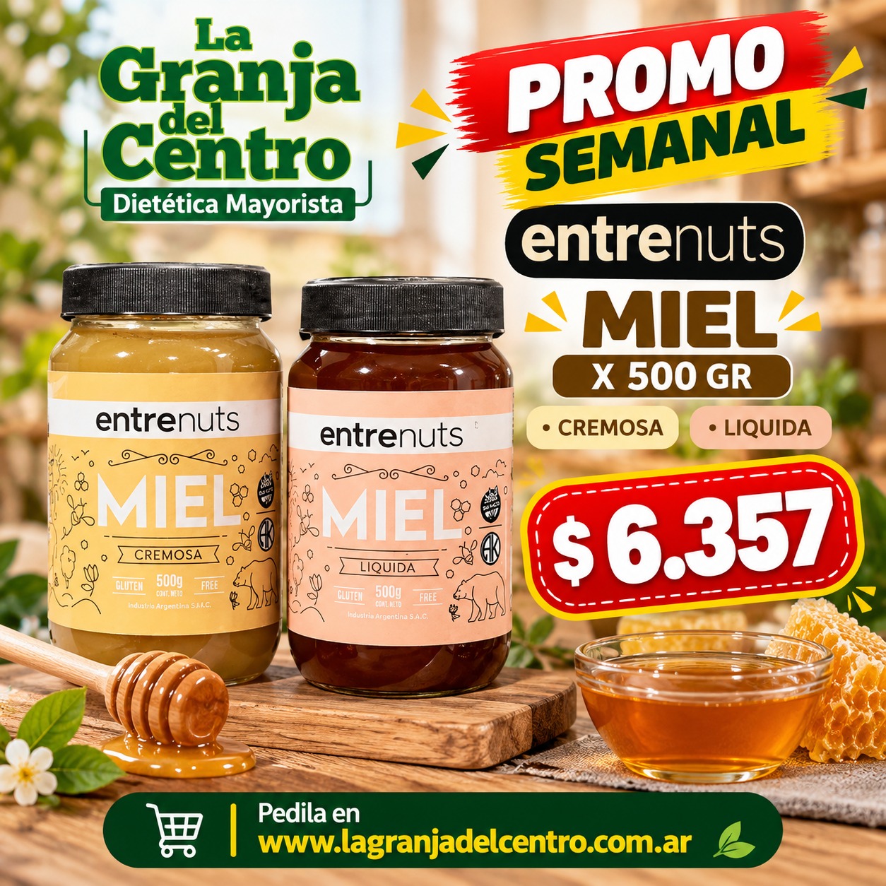 Ofertas y Promociones ENTRENUTS - MIEL CREMOSA 500 GR PROMO SEMANAL